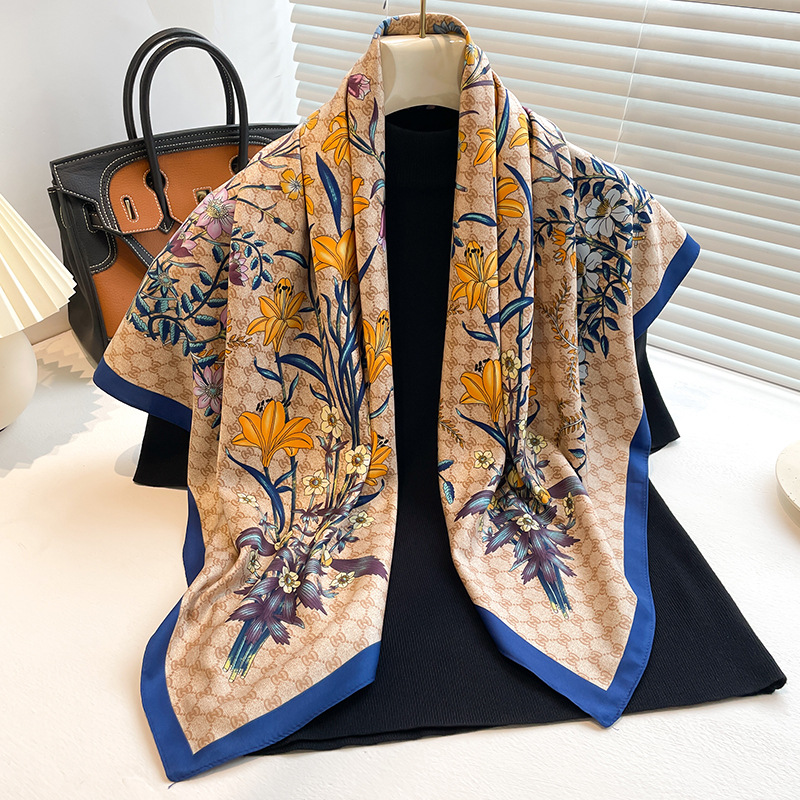 Ascot Neck Scarf - New Twill Satin Scarf 90cm, Women's