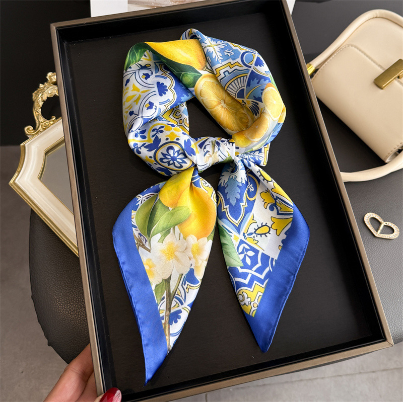 Face Scarf Mask - 2026 New Fruit Print Silk Square