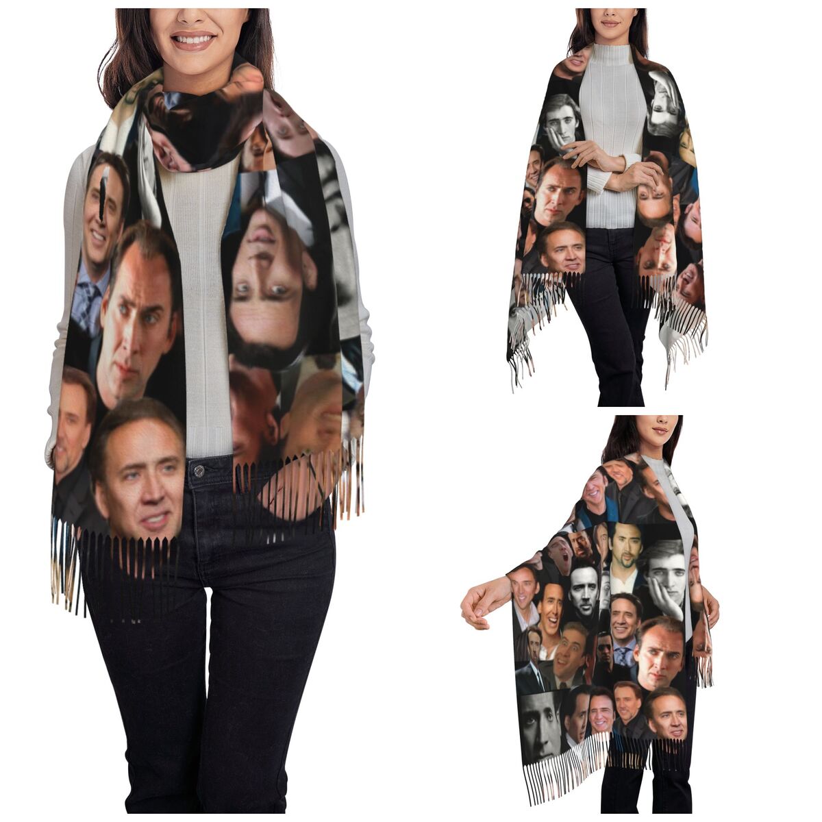 Nicolas Cage Colllage Shawl Wr – обзор и цена Pashmina Wrap Large