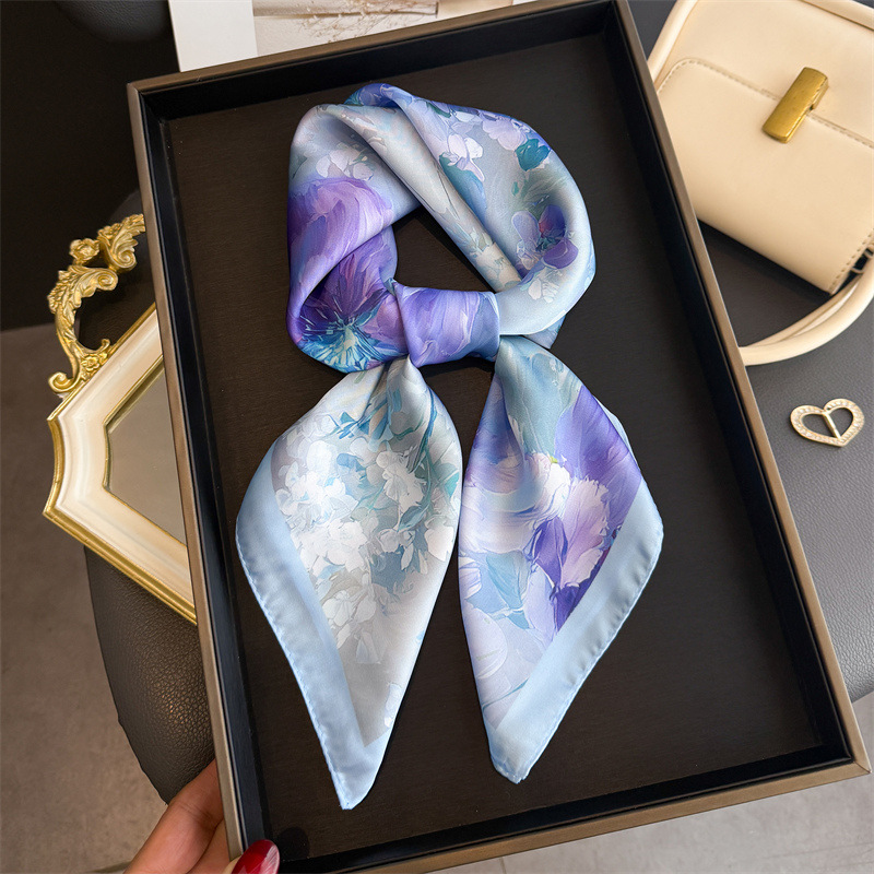 2026 New Floral Print Silk Squ – обзор и цена Silk Neck Scarf