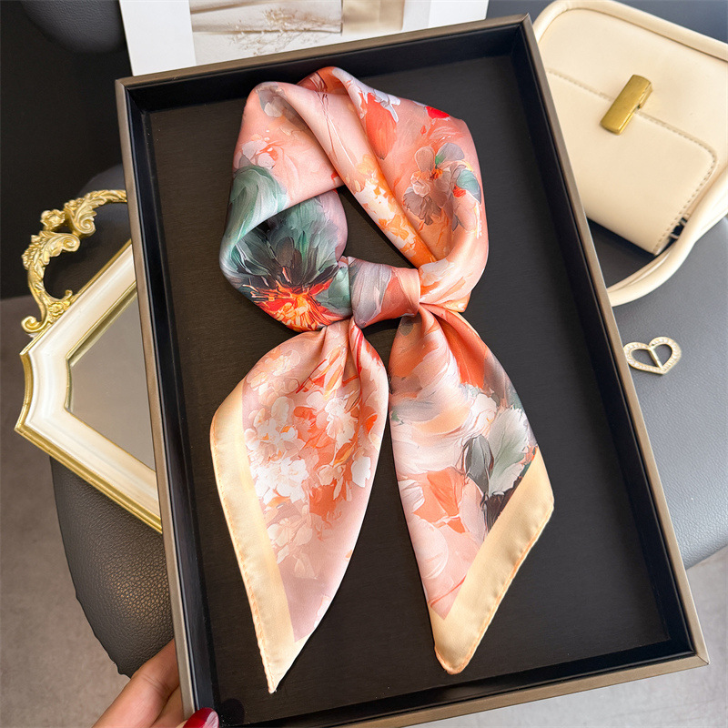 2026 New Floral Print Silk Squ – обзор и цена Silk Neck Scarf