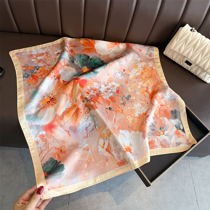 2026 New Floral Print Silk Squ – обзор и цена Silk Neck Scarf