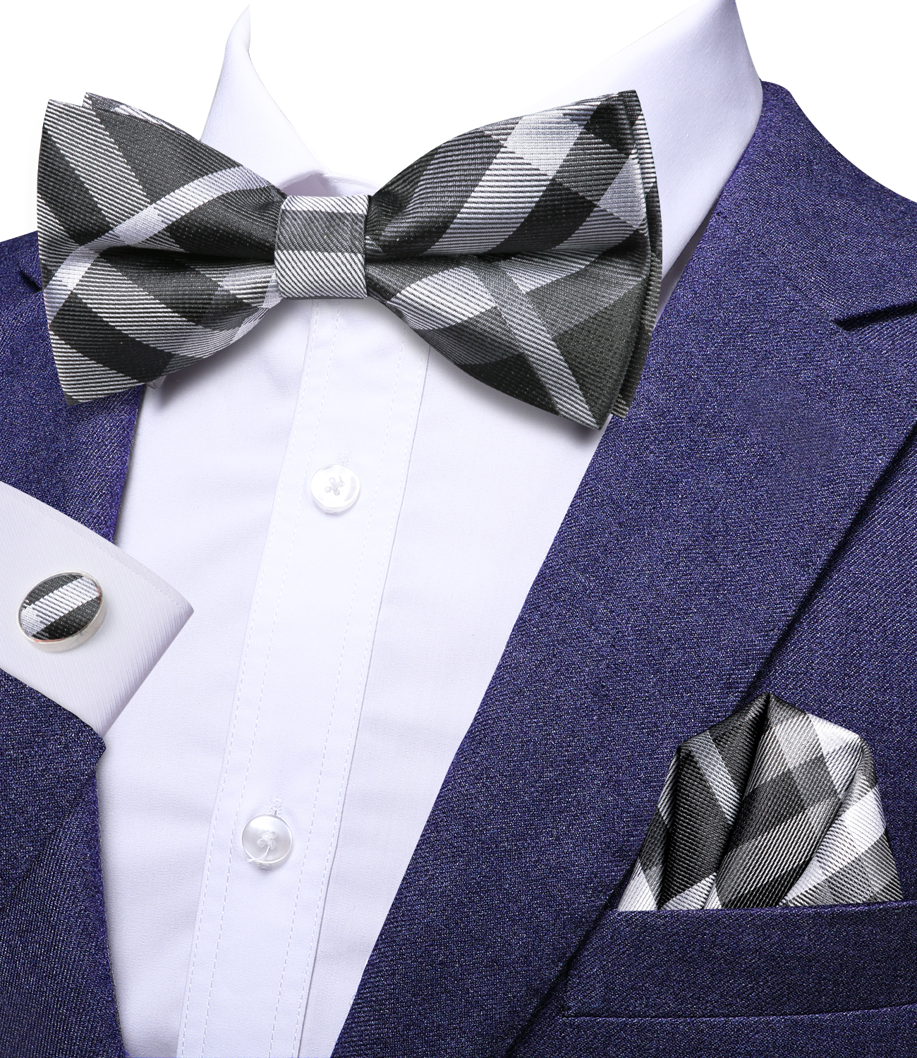 Hi-Tie Grey Plaid Jacquard Pre – обзор и цена Bow Tie Pre Tied
