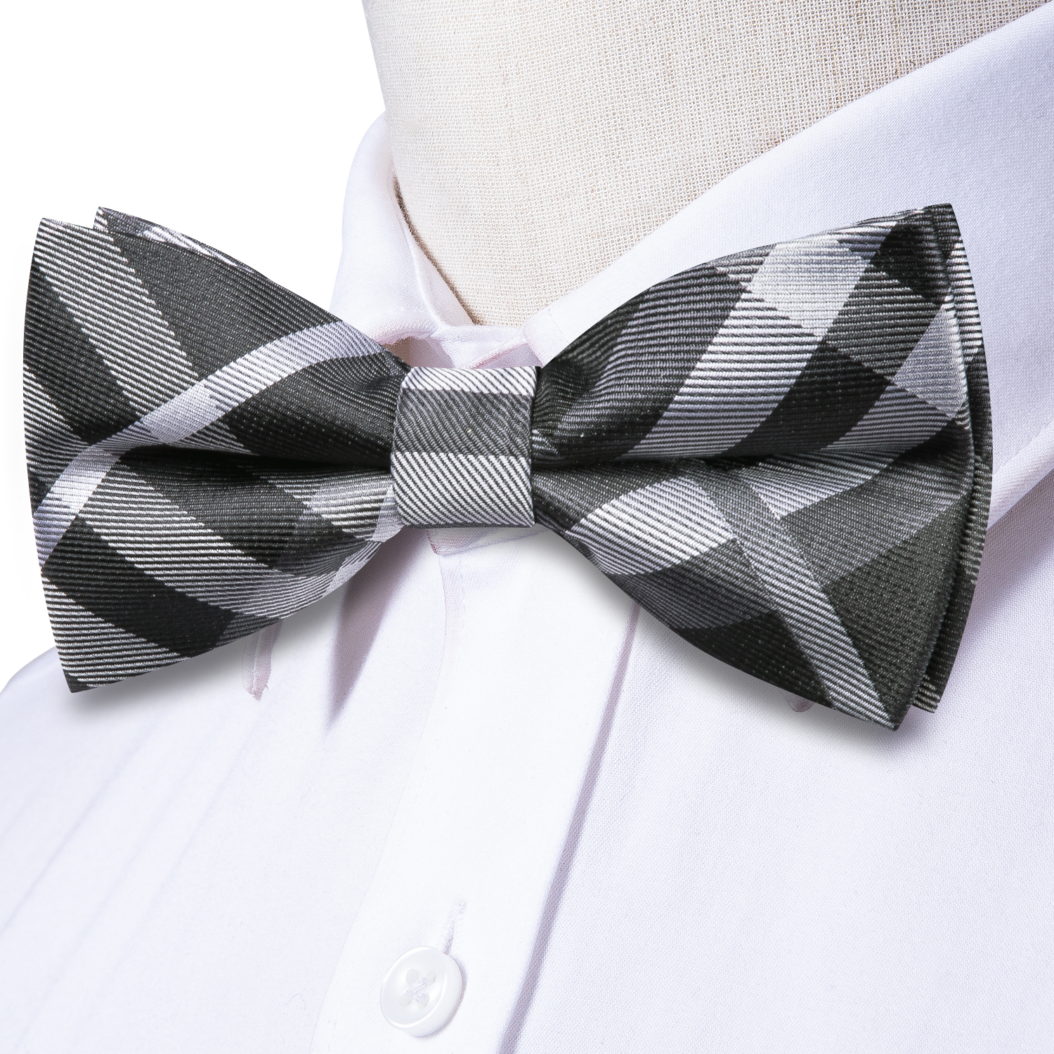 Hi-Tie Grey Plaid Jacquard Pre – обзор и цена Bow Tie Pre Tied