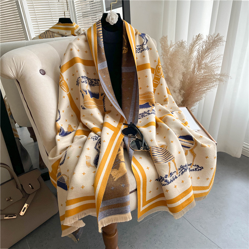 Luxury Horse Print Thick Cashm – обзор и цена Woven Scarf Blanket