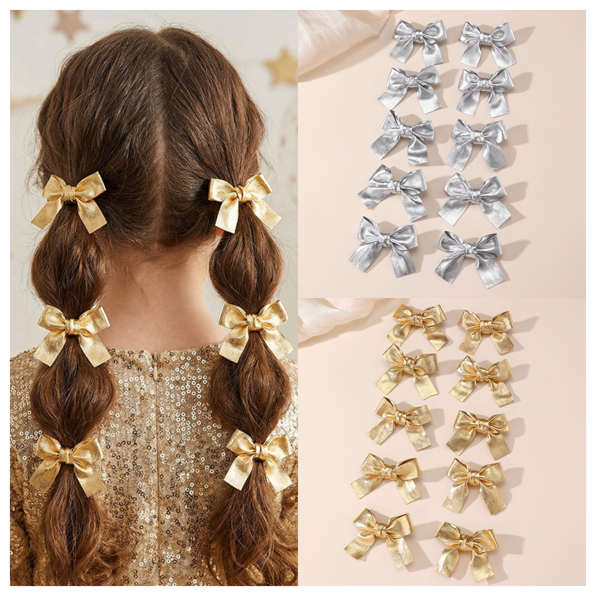 Gold and Silver Bow Hair Clips – обзор и цена Tie Clip Silver