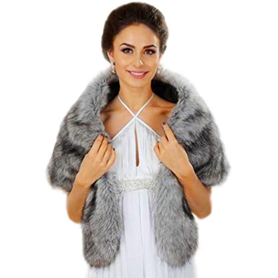 Aukmla Women's Wedding Fur Wra – обзор и цена Stole Wedding Shawl