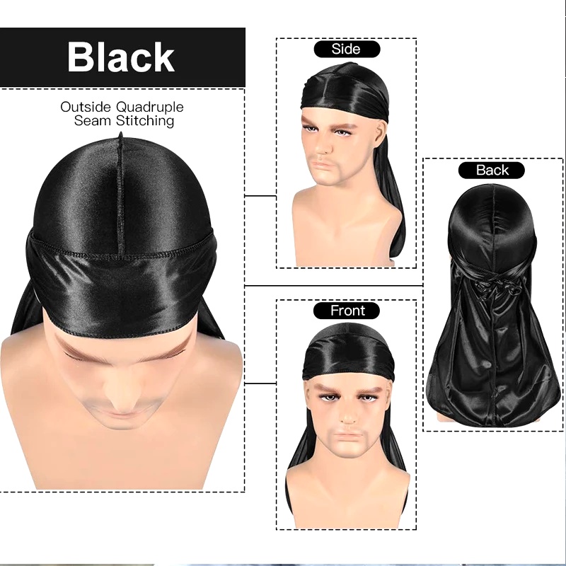 1-4Pcs New silk Durag Bandana  – обзор и цена Bandana Doo Rag