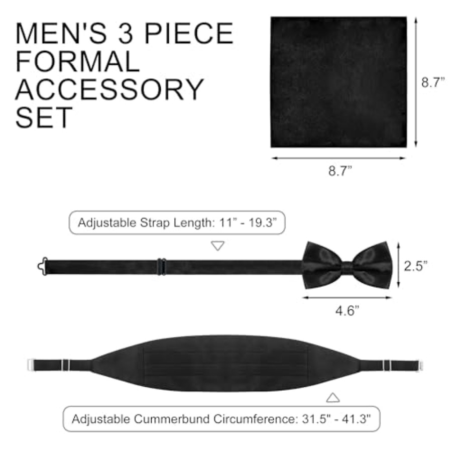 Black Men's Adjustable Cummerb – обзор и цена Bow Tie Pre Tied