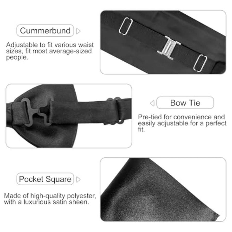 Black Men's Adjustable Cummerb – обзор и цена Bow Tie Pre Tied