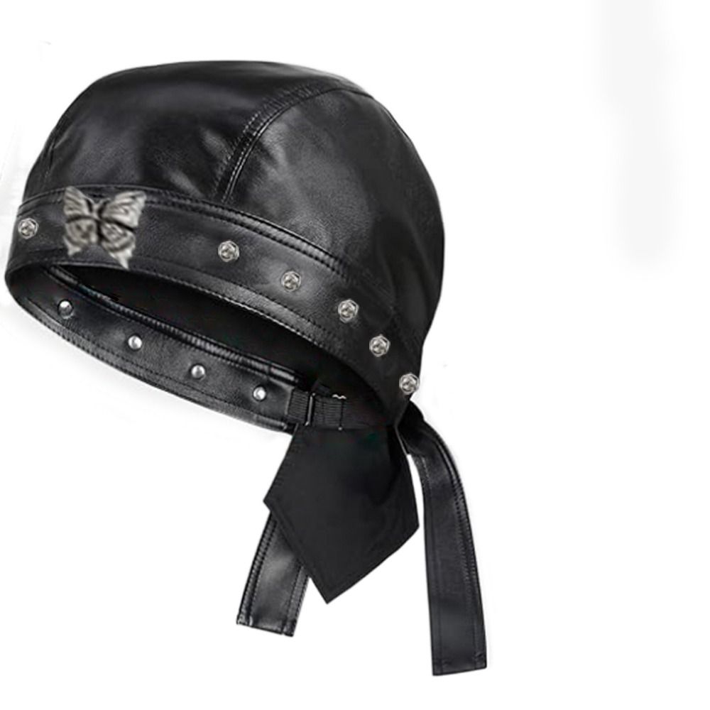 New PU Leather Black Biker Cap – обзор и цена Bandana Doo Rag