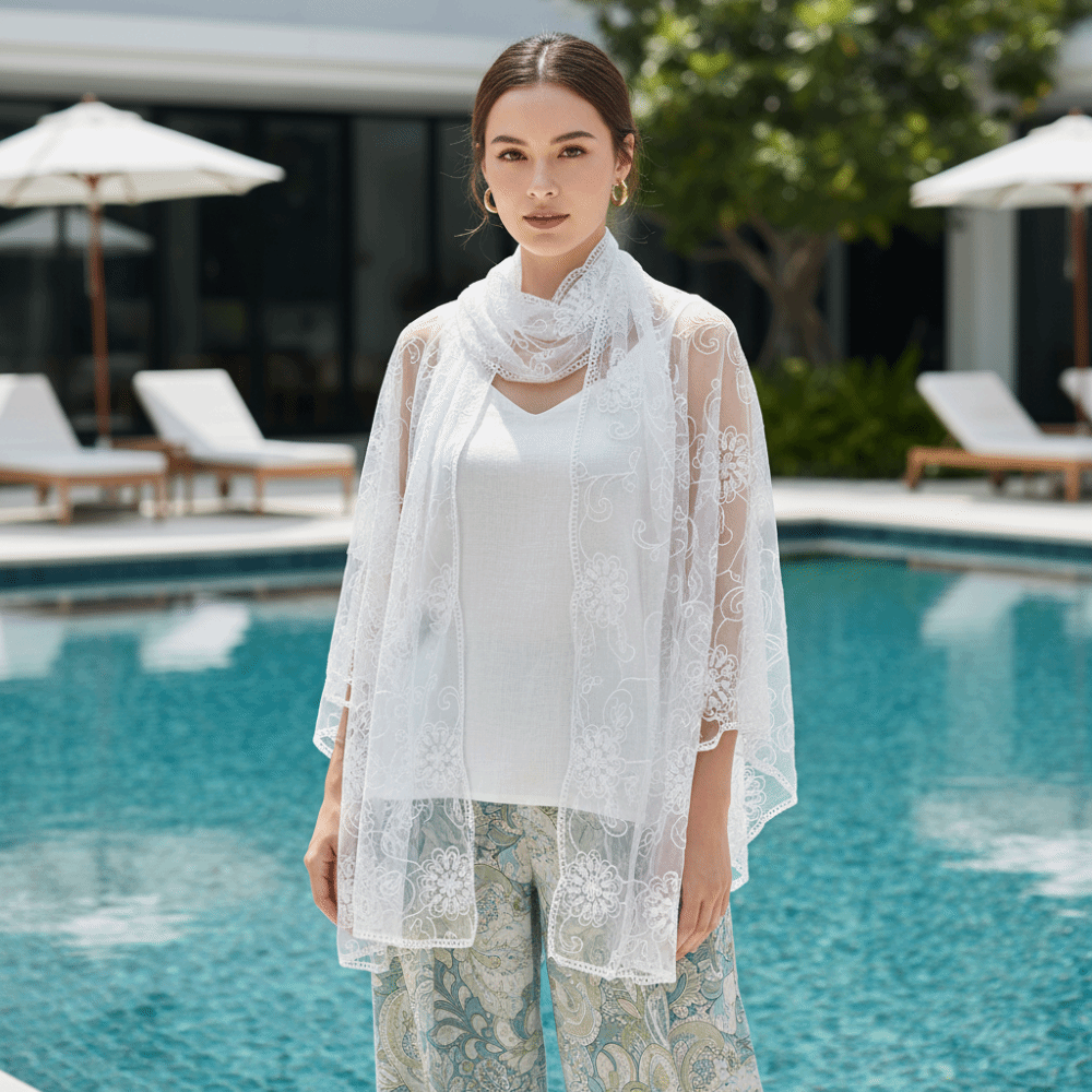 Lace Scarf Embroidered Floral  – обзор и цена Stole Wedding Shawl